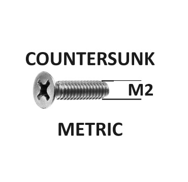 2mm Countersunk Machine Screws Stainless Steel Grade 304 Select Length